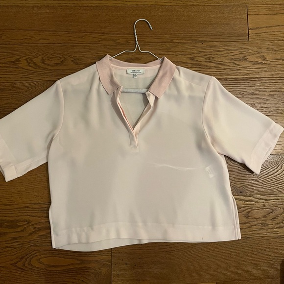 Babaton Pink Polo 77% Triacetate 23% Polyester XXS - Picture 2 of 5